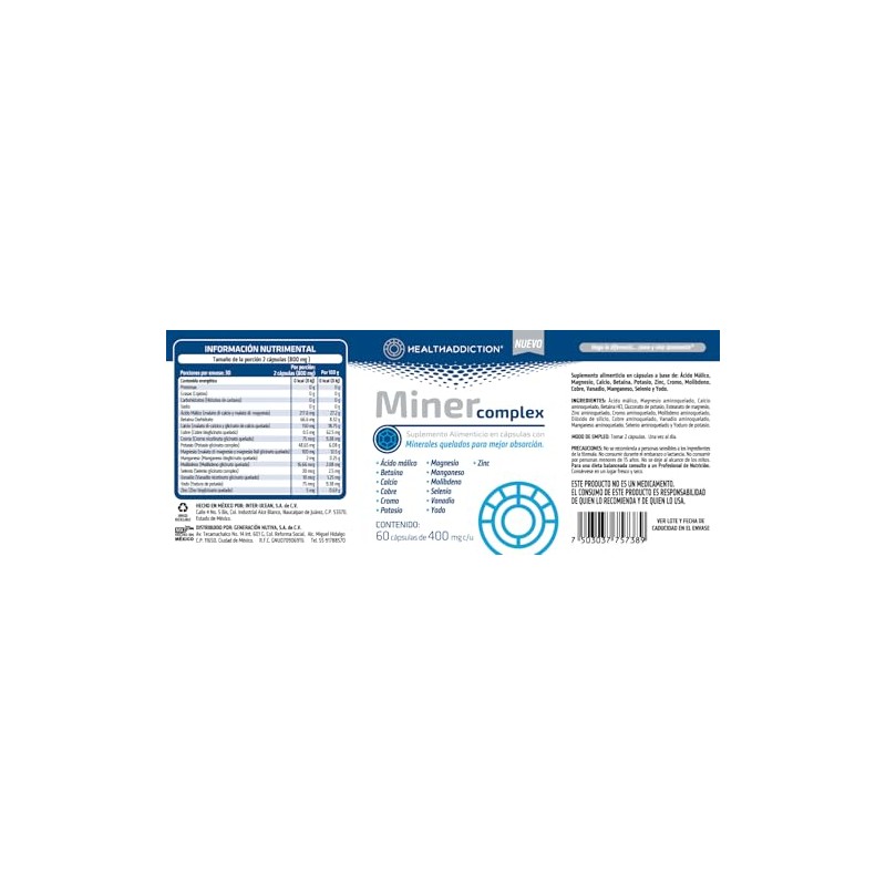 Healthaddiction Pack Miner Complex Suplemento Multimineral Minerales Quelados Magnesio Zinc