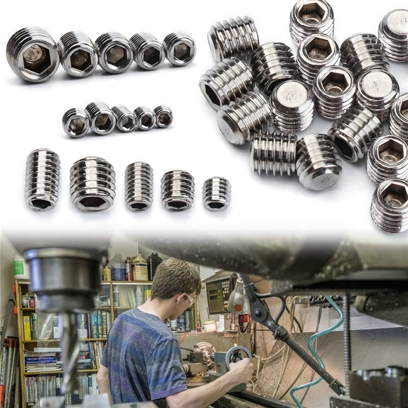 Wolfride 200 Pcs Thread, Hex Socket Set Screw, Stainless Steel