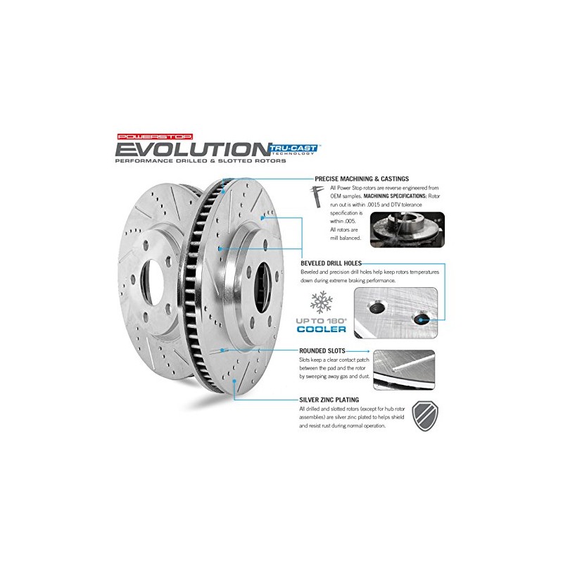 Power Stop AR8153XPR Front Drilled & Slotted Rotor Pair For