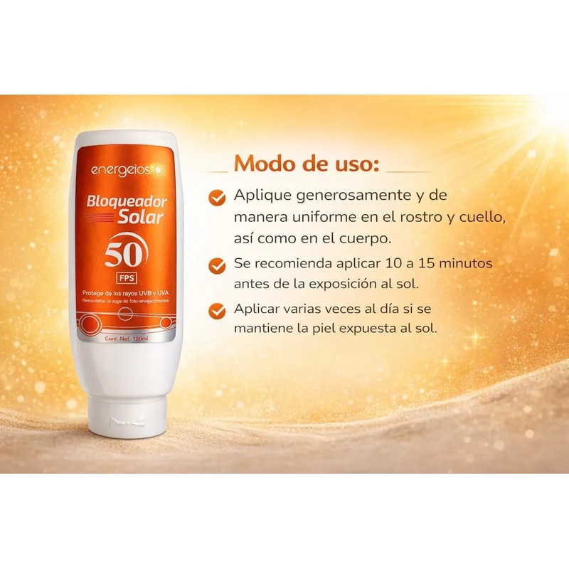 Bloqueador Solar Pack De 2 Piezas Rostro Cuerpo 120ml Fps50