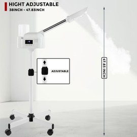Hovinke Professional Facial Steamer On Wheels for Esthetician, Touch Screen Vaporizador Facial Steamer with Hot Mist&Timer Function, Spa and Home Use