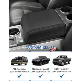 Center Console Cover for F150 XL XLT 2004-2014, Expedition 2007-2014, Lincoln Mark LT 2006-2008, PU Leather Middle Armrest Cusion Protector, Bucket Seat Only, Anti-Scratch