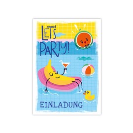 Minkocards 12 Invitation Cards for Children's Birthday Party Swimming Pool Swimming Boys Girls Invitation Boys Birthday Girls Birthday Party