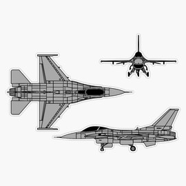 HOF Trading F-16 Falcon Tri-View Vinyl Sticker Waterproof Decal Laptop Wall Window Bumper Sticker 5"