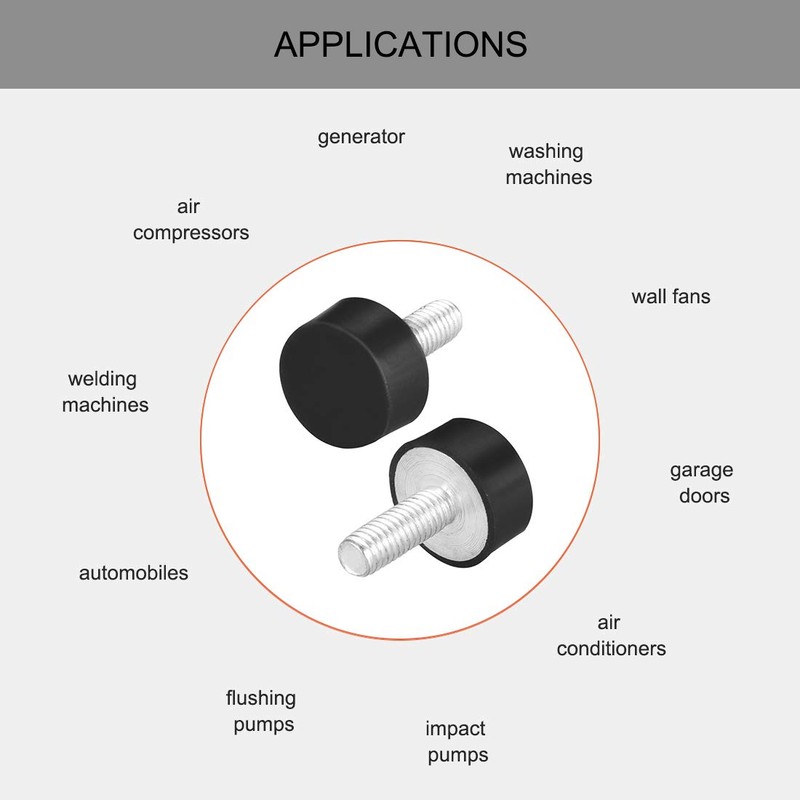 sourcing map M6 Rubber Vibration Shock Absorption Threaded Stud Bolts