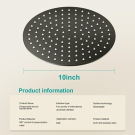 AULEEND All Metal Rain Shower Head - Heavy Duty Stainless Steel, Easy Install, High Water Flow, Ultra-Thin Modern Design for Bathroom (D-Matte Black, 10)（BNW0088）