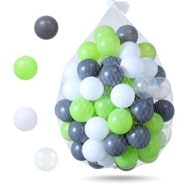 Thenese Ball Pit Balls for Kids, Thicken Soft Plastic Crush Proof Balls for Ball Pit, 2.15-Inch Crush Proof Balls BPA Free Non-Toxic (Dark Grey&Green&White&Clear, 200pcs)