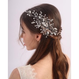Aimimier Bridal Sparkling Crystal Hair Comb Clear Rhinestone Hair Vine Side Comb Prom Party Festival Wedding Hair Accessories for Women (Silver)