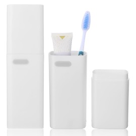 FNANJWQ Travel Toothbrush Holder, Portable Mouthwash Cup Dustproof Toothbrush Cover White Portable Tooth Brush Case Travel Essentials for Business Camping Daily Use