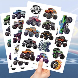 Monster Truck Temporary Tattoos for Kids Party Supplies - 96pcs Monster Truck Tattoos for Boys Birthday Party Favors Goodie Bag Fillers Class rewards (Temporary Tattoo-1)