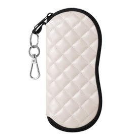 MoKo Eyeglass Soft Case, Zippered Neoprene Sunglasses Pouch with Clip for Men Women, Skin Tone Rhombus