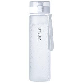 VINSUN Water Bottle 1L White - BPA free, Leak-proof, Carbonic acid suitable, Tritan, One-Hand Operation - Drinking Bottle for Sports, Gym, Travel, University, Cycling