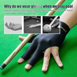Comidox 3Pcs Man Woman Elastic Lycra Left Hand 3 Fingers Billiard Cue Glove for Shooters Carom Pool Snooker Cue Sport Red&Blue&Black