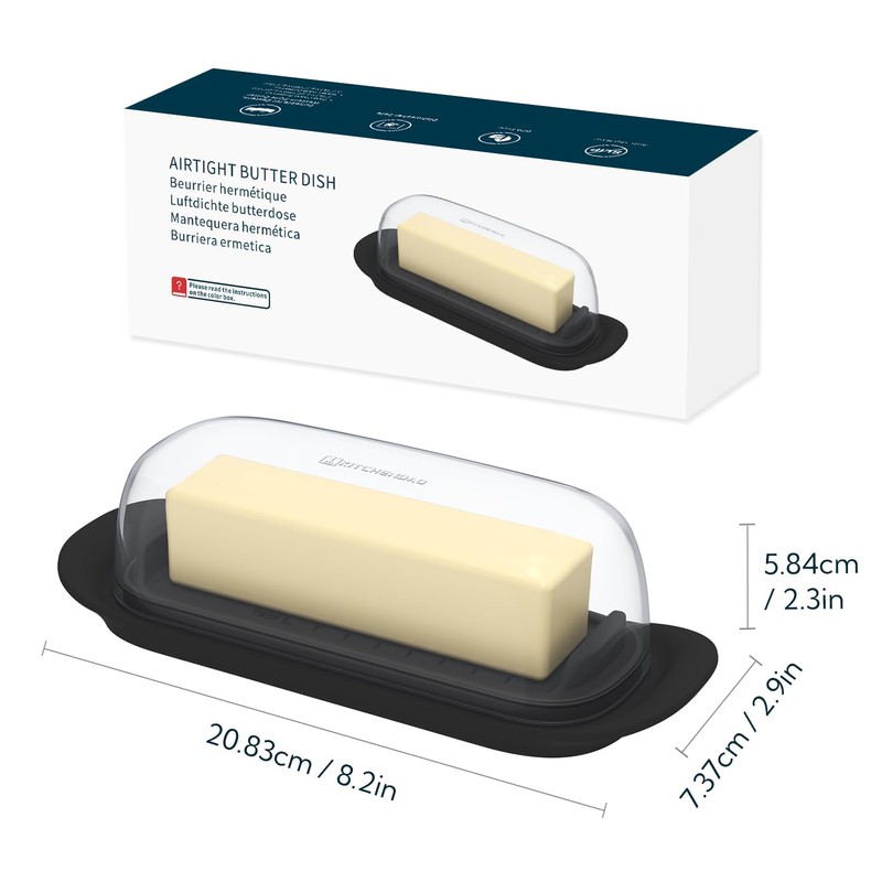 KITCHENDAO Airtight Butter Dish with Lid for Countertop and Refrigerator