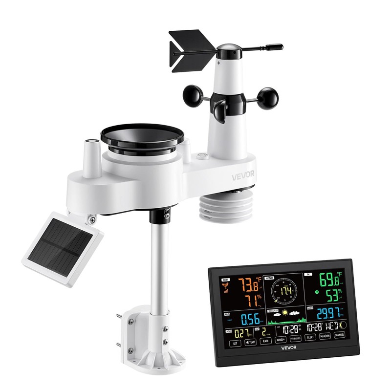 VEVOR 7-in-1 Wi-Fi Weather Station with APP, 7.5-Inch VA Display,