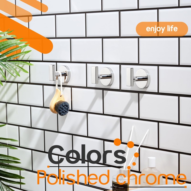 AONEON Robe Hook Polished Chrome Bath Towel Hooks Stainless Steel