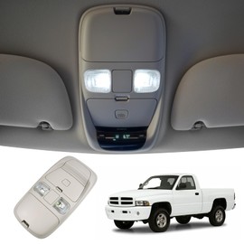 TOP-MAX Overhead Console Dome Light Assembly LED Interior Roof Map Reading Lamp Fit for 1999 2000 2001 Dodge Ram 1500 2500 3500, 2002 Ram 2500 3500, Cab Lights Sunglasses Storage Replaces SN94TL2AA
