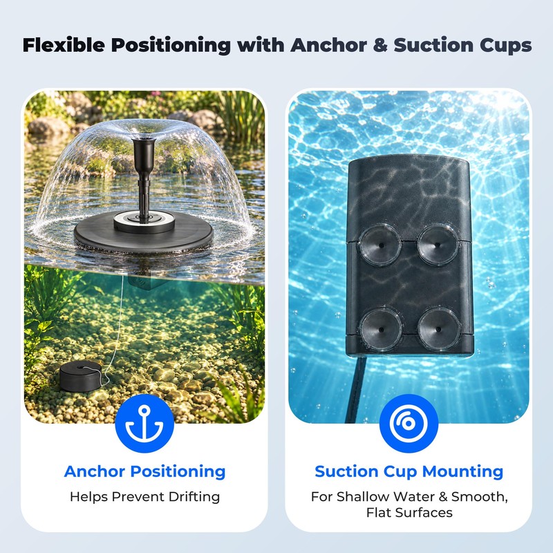Floating Pond Fountain with RGB LED Lights, 400GPH, 3 Spray