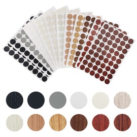 XPOOP Screw Hole Covers, Textured Screw Cap Covers Sticker, Wood Screw Hole Sticker, Waterproof Screw Hole Covers Stickers, Screw Hole Covers Stickers for Wood Furniture Cabinet Shelve, in 12 Colors