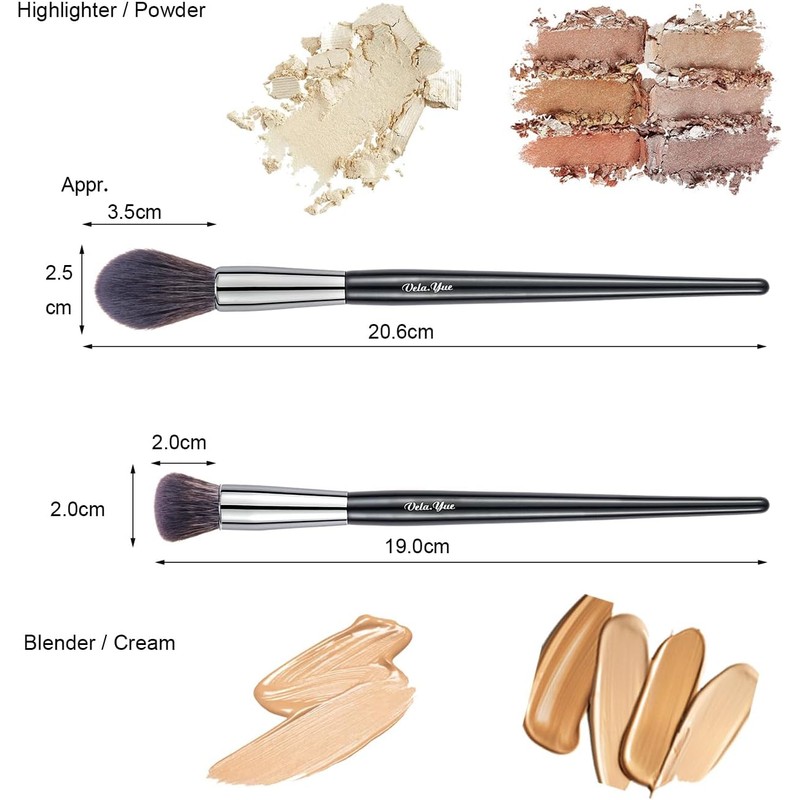 Vela.Yue Brochas para Corrector y Antiojeras - 2 Pinceles Rostro