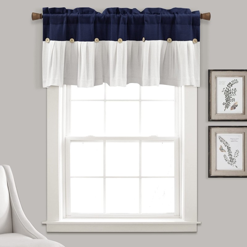 Lush Decor Linen Button Farmhouse Valance, 52" W x 18"