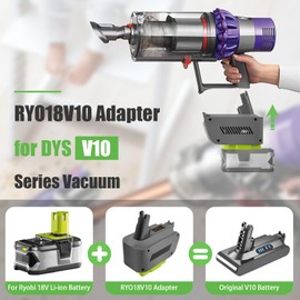 BTRUI V10 Adapter for Ryobi 18V Lithium Battery Convert to for Dyson V10 SV12 Animal Absolute Motorhead Fluffy Total Cordless Stick Vacuum Cleaner (only Adapter)