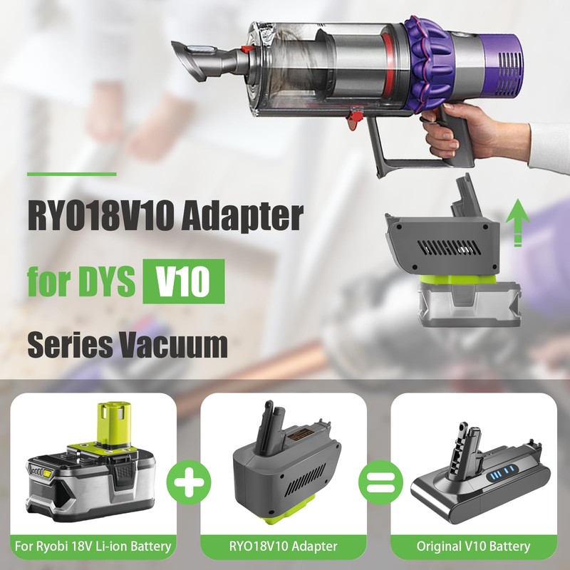 BTRUI V10 Adapter for Ryobi 18V Lithium Battery Convert to