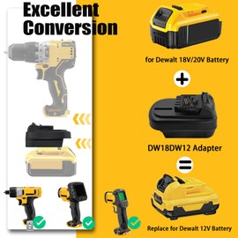 for Dewalt & for Milwaukee to 12V Adapter, Adapter for DeWalt 18&20V Lithium Battery Convert to for Dewalt 12V DCB120 DCB124 DCB126 Battery Use for Dewalt 12V Cordless Power Tool (Adapter only)