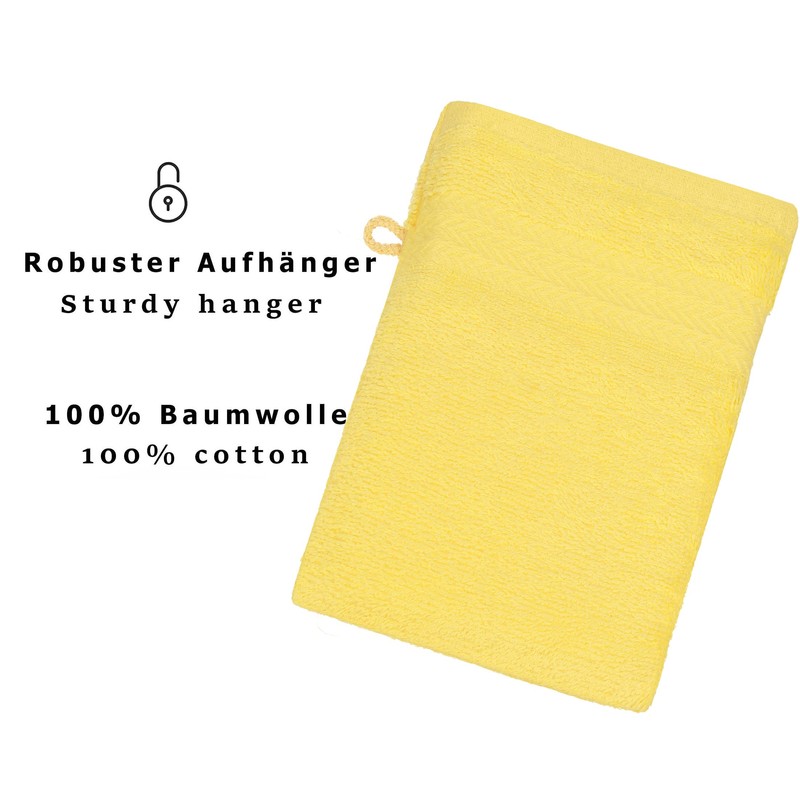 10 Pieces Set Wash Mitts Facecloths PREMIUM colour yellow 100%