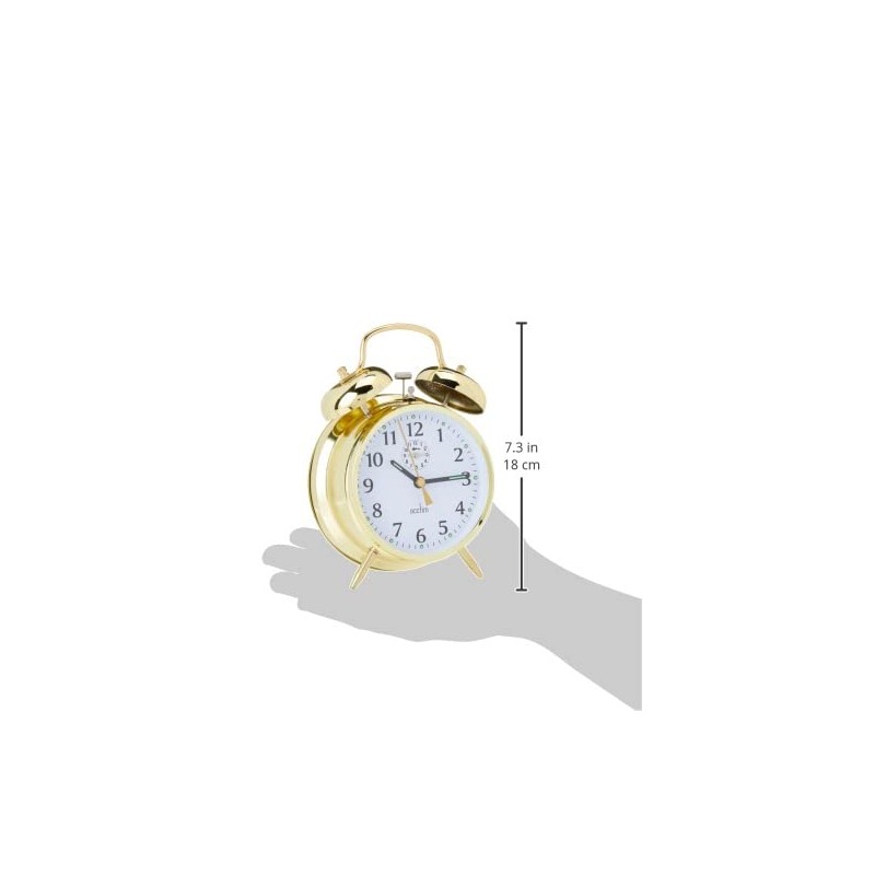 Acctim CK0030 Large-Bell Alarm Clock - Brass, 16.5 x 12
