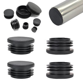 EASYEAH 1-1/2" (38mm) Plastic Hole Plugs Black -Round Chair Leg Caps, Flush Mount Pipe Plugs, Tubing End Caps for Metal&Wood Legs Tube, Outdoor Furniture Feet caps & Table Plastic Plugs, 4 PCS