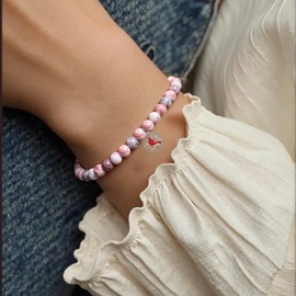 Pronature Cardinal Gifts Bracelet with Bag Natural Stone Bracelet with Charm Adjustable Jewelry Cardinal Ornament Gif Christmas Sympathy Memorial Gift for Loss of Loved One in Heaven Women