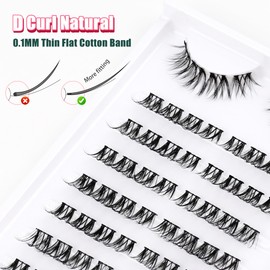 Eyelash Extensions Cluster Lashes Mixed 10-13 mm Individual Eyelashes D Curl Individual Eyelashes Prefabricated Left and Right Eyelash Clusters DIY Eyelash Lash Extensions 8 Pairs Thin Band Siligli