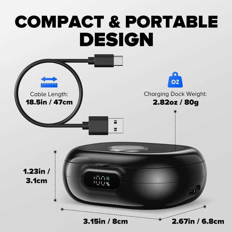 Oura Ring Gen 5/4/3 Charging Case, 2000mAh, LED Display