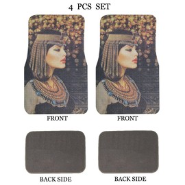 Universal Fit Car SUV Truck Front-Rear 4-Piece Full Set Sublimation Printing Custom Carpet Floor Mats - Pack of 4 (Cleopatra-Gray)