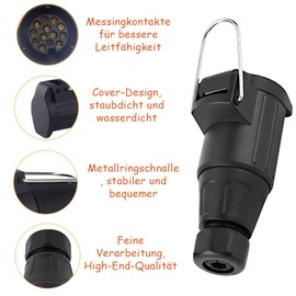 13-pin plastic trailer plug, socket, cable connection, 13 pin, suitable for towing caravan towing hitch, 12 V adapter trailer