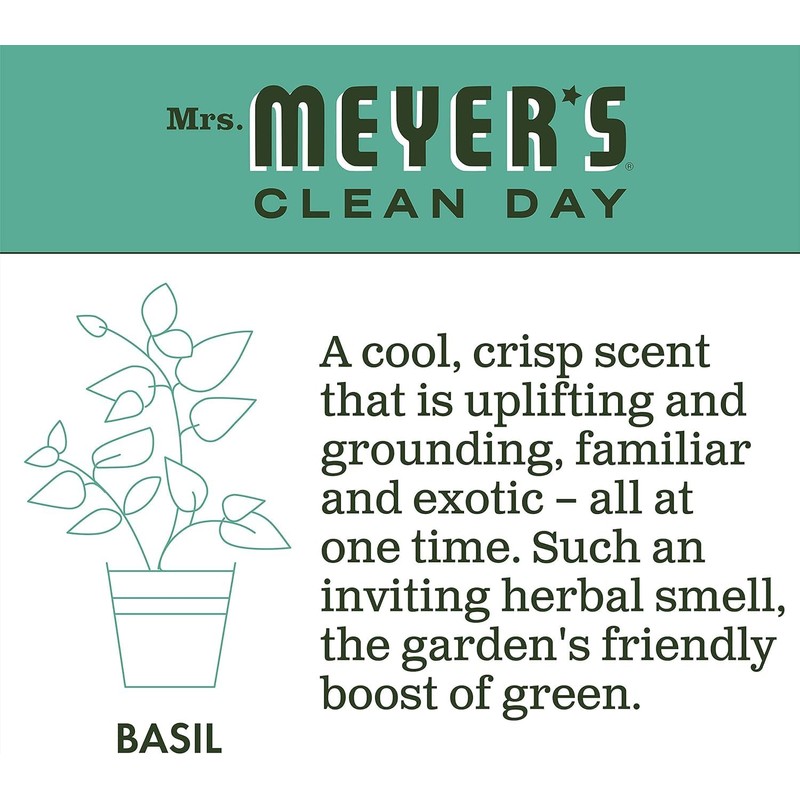 MRS. MEYER'S CLEAN DAY Liquid Dish Soap, Biodegradable Formula, Basil,