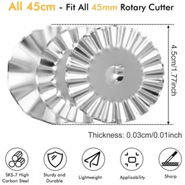 Bestgle 9Pcs 45mm Wave Rotary Cutter Pinking Blades, Refill Steel Waving Decorative Edge Rotary Replacement Blades for Fabric Arts Crafts Quilting Scrapbooking Sewing Tool