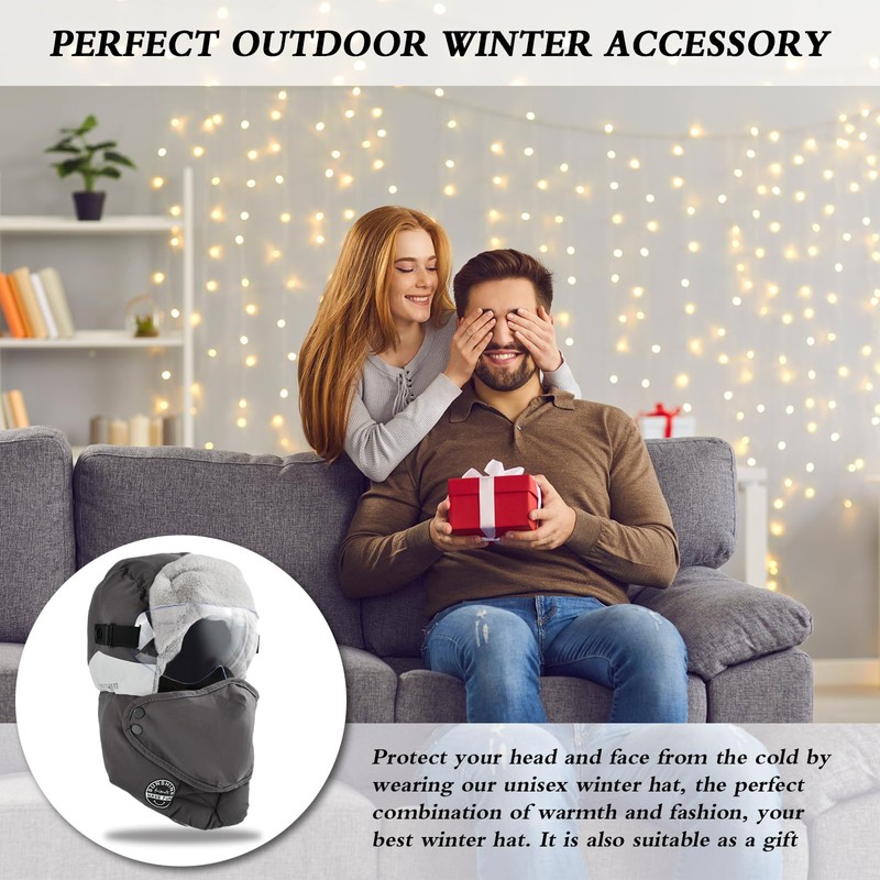 CZAYEFNH Winter Windproof Full Cover Outdoor Riding Mask with Glasses，Grey