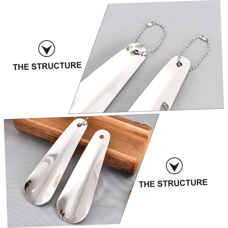 FOMIYES 2pcs Stainless Steel Handheld Shoehorns Compact Shoe Lifter Tools