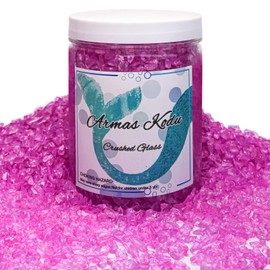 Armas kodu Crushed Glass for Resin Art - 3-6mm Purple, 1.5lb | Broken Glass Pieces for Crafts, Vase Filler & Decorative Stones
