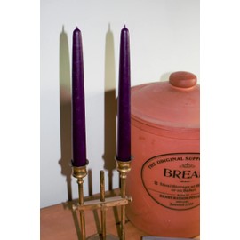 Pair of Deep Purple 9" Tall Traditional Dipped Pure Beeswax Candles