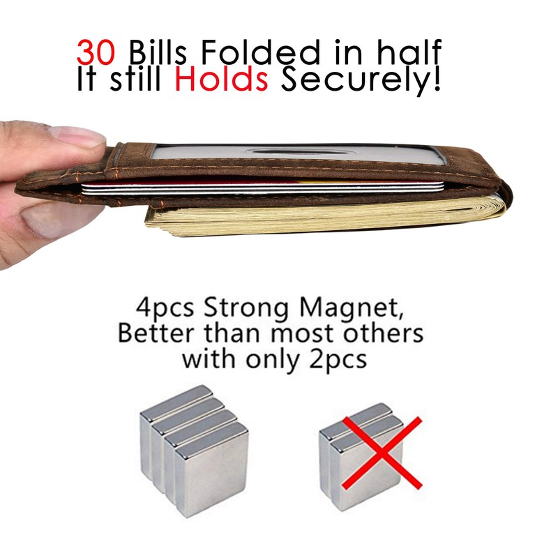 kinzd Money Clip, Front Pocket Wallet, Leather RFID Blocking Strong