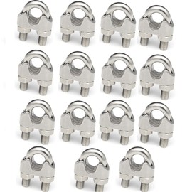 HOUSON Pack of 15 Stainless Steel Wire Rope Clamps for Steel Cable Washing Line Wire Rope Cable (M6)