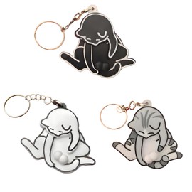 Mischief Cat Interactive Keychain, Funny Wiggling Cat Keychain with Rotating Cats Eggs,Fun Keychains for Bags (3pcs-2)