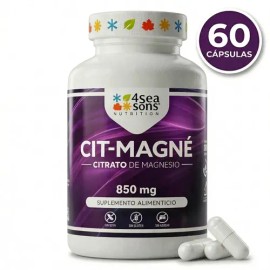 Seasons Nutrition Cit Magné Citrato Magnesio 850 Suplemento Alimenticio Fórmula Avanzada Vegano Gluten Azúcar Soya Cápsulas