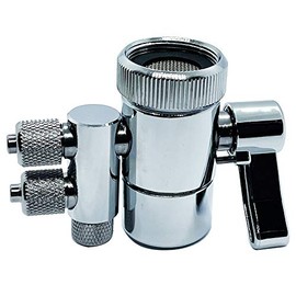 ZIGZAGSTORM Kitchen Sink Faucet Water Filter Dual Diverter Valve for Push on 1/4 inch Tubing Replacement Part Adapter with M22 X M24 Connector, Brass Body, Chrome Plated Made In Taiwan