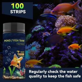 7 in 1 Aquarium Test Strips for Freshwater Aquarium - 100 Strips Fast & Accurate Aquarium Water Test kit for Fish Tank/Aquarium/Pond/, Monitors pH, Hardness, Chlorine, Nitrate, Nitrite and More