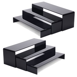 ANDGOO 6Pcs Large Acrylic Risers, Black Rectangular Showcase Collectibles Display Shelf, Retail Desktop Display Stand for Organize and Decoration