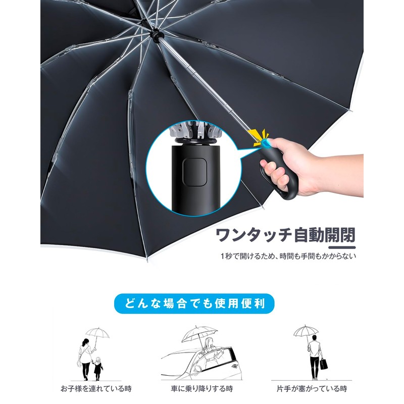 Folding Umbrella, One-Touch Automatic Opening/Closing, 10 Ribs, High Density 310T